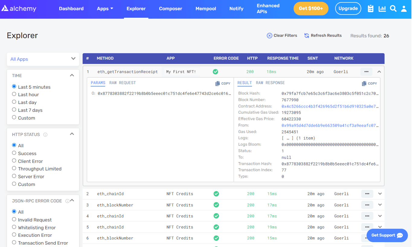 Exibir chamadas feitas "em segundo plano" com o Explorer Dashboard do Alquimia